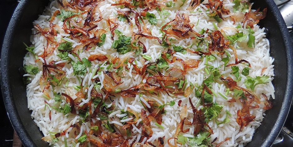 Haveli Indian Cuisine in North Conway features Biryani and plain basmati rice on their menu