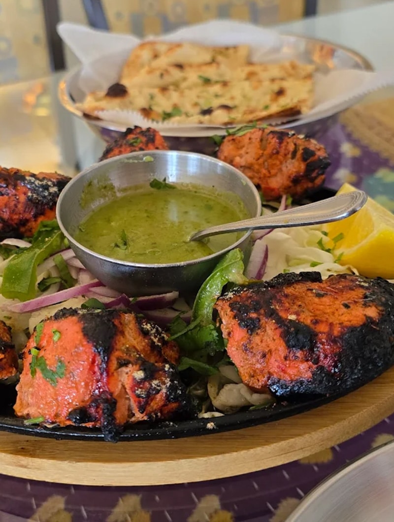 Juicy tandoori chicken marinated in yogurt and spices, chargrilled to perfection